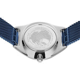 BERING Solar Polished Silver 35mm Blue Sunray Dial Women's Watch 17331-307