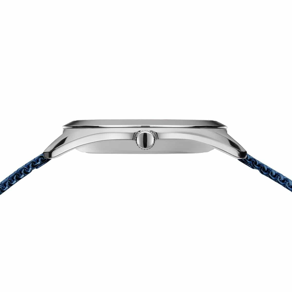 BERING Solar Polished Silver 35mm Blue Sunray Dial Women's Watch 17331-307