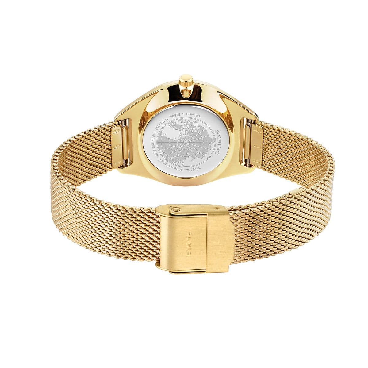 BERING Solar Polished Gold 35mm Gold Sunray Dial Women's Watch 17331-333