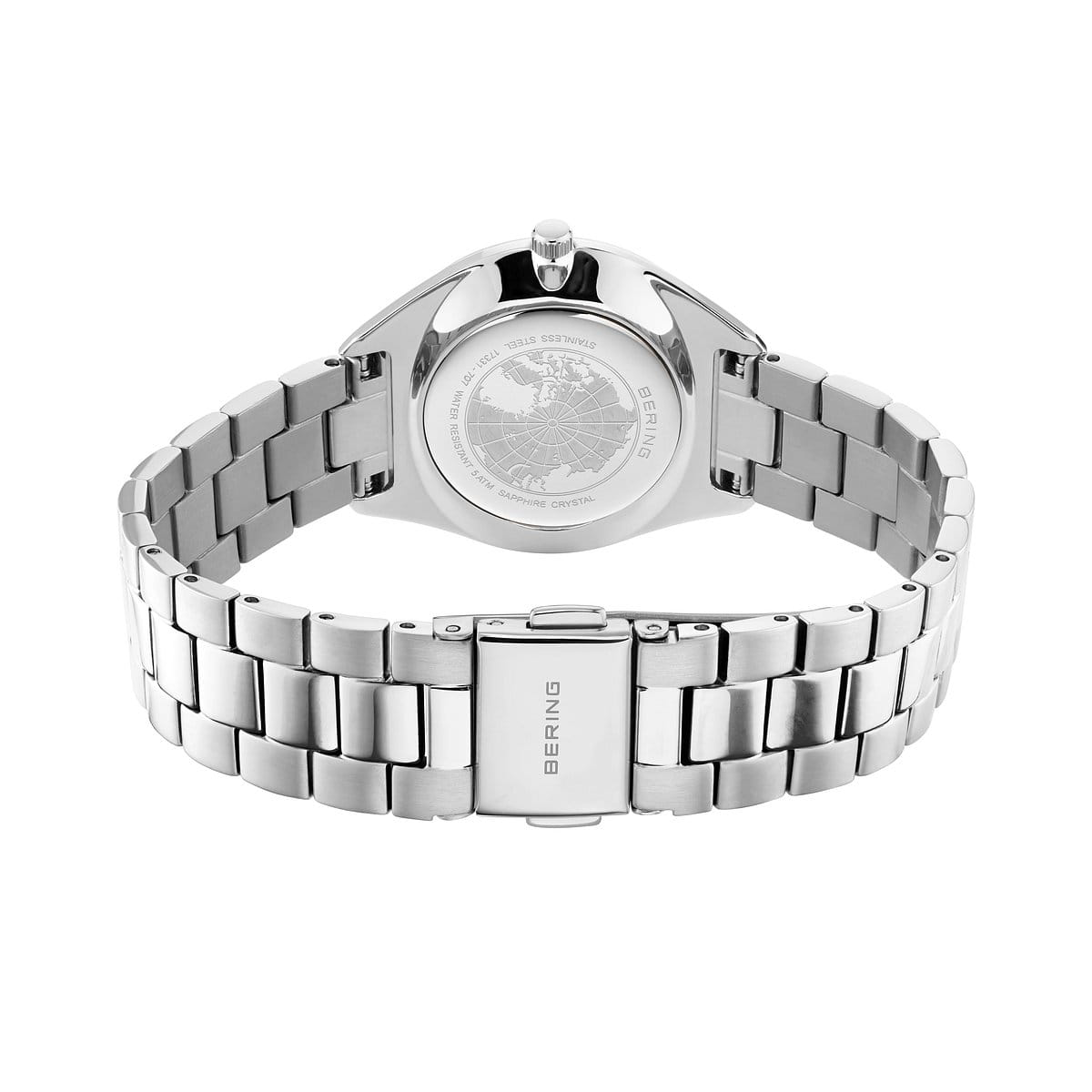 BERING Solar Polished Silver 31mm Blue Mother of Pearl Dial Women's Watch 17331-707