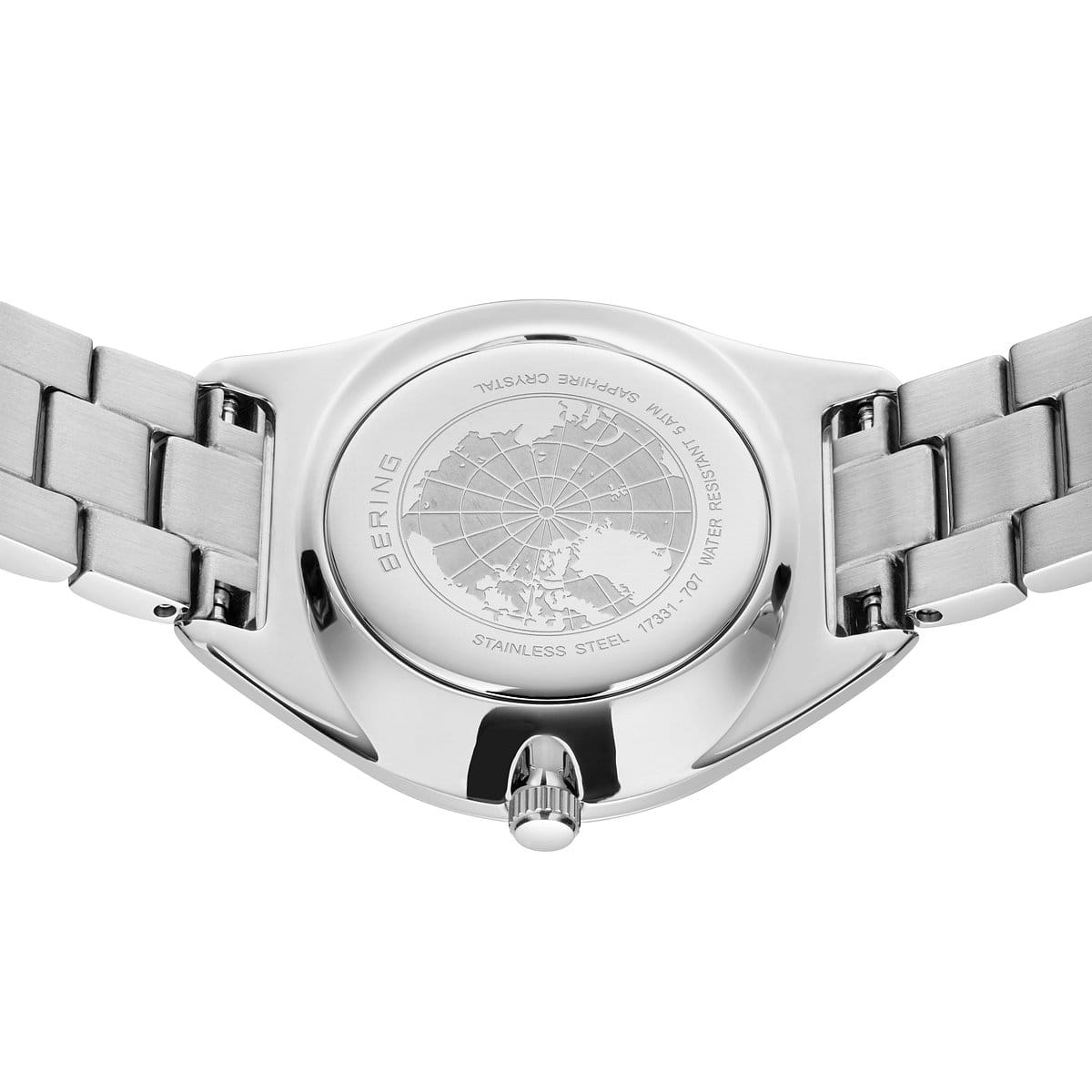 BERING Solar Polished Silver 31mm Blue Mother of Pearl Dial Women's Watch 17331-707