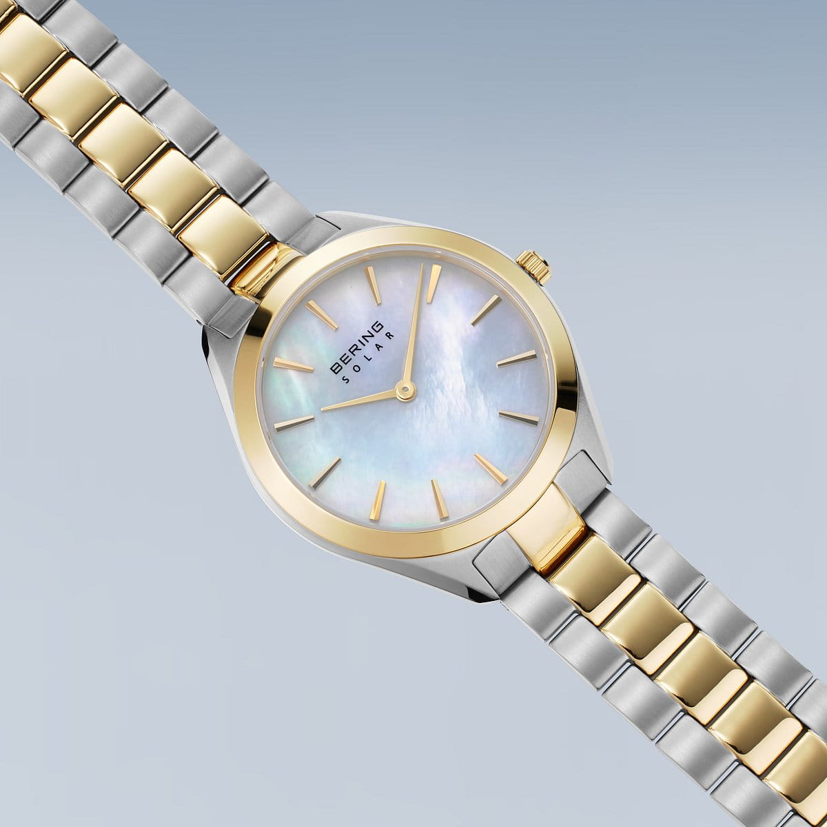 BERING Solar Polished Silver 31mm Mother of Pearl Dial Women's Watch 17331-710