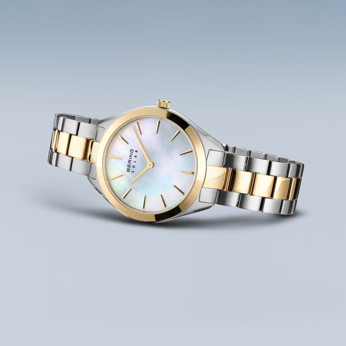 BERING Solar Polished Silver 31mm Mother of Pearl Dial Women's Watch 17331-710