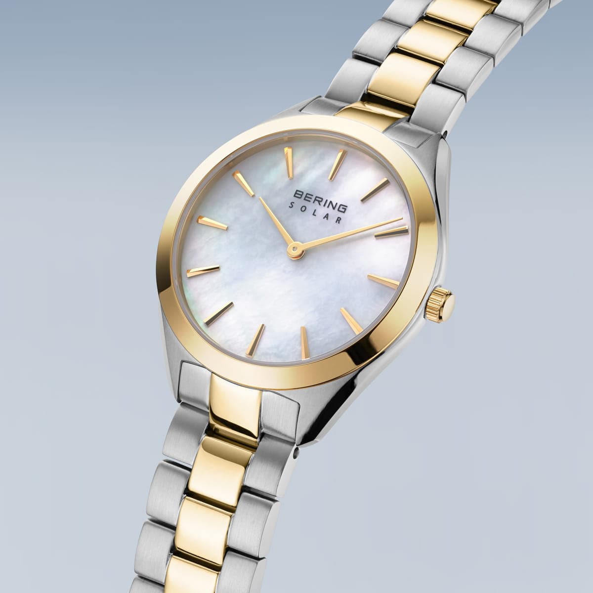 BERING Solar Polished Silver 31mm Mother of Pearl Dial Women's Watch 17331-710