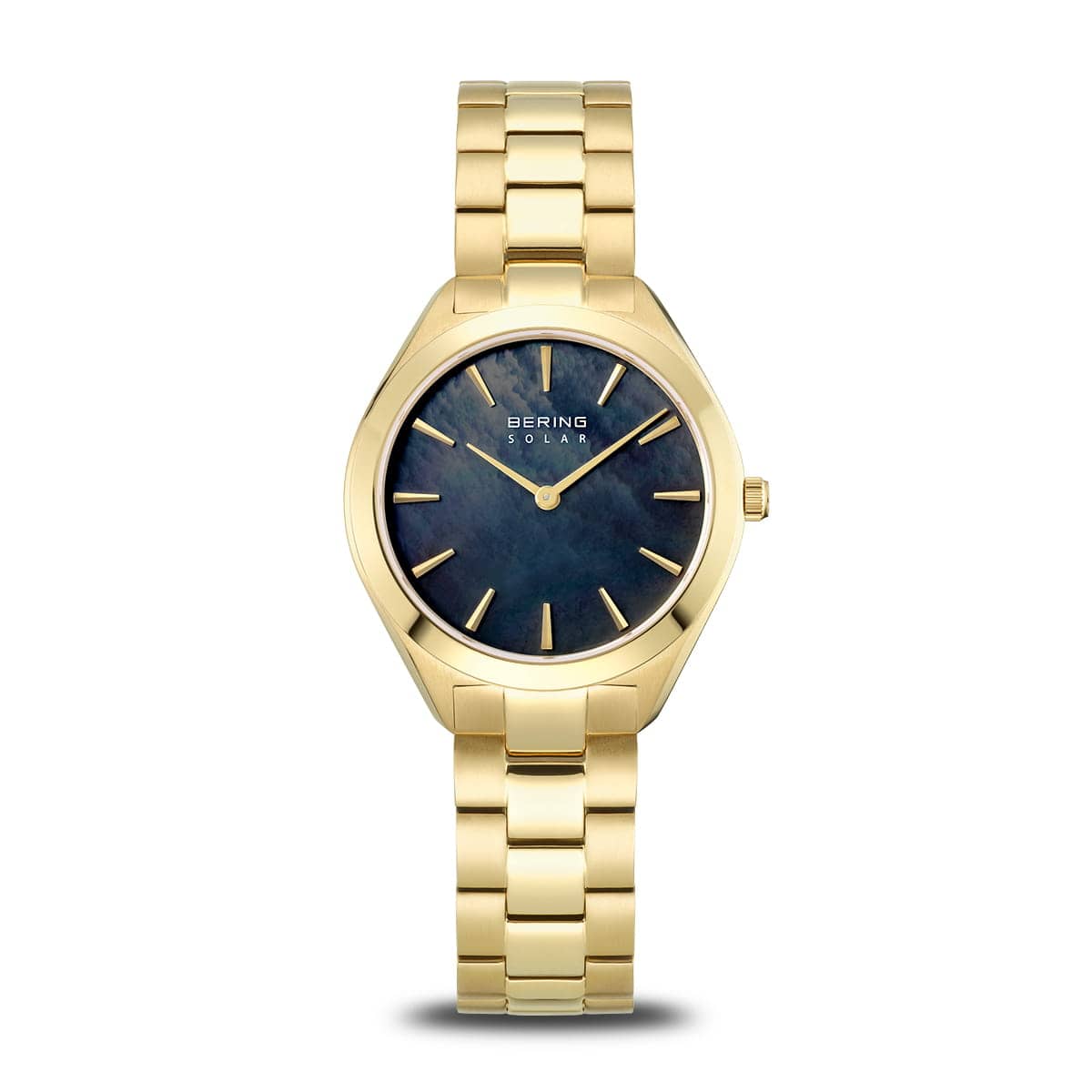 BERING Solar Polished Gold 31mm Deep Blue Mother of Pearl Dial Women's Watch 17331-732