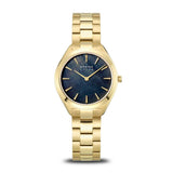 BERING Solar Polished Gold 31mm Deep Blue Mother of Pearl Dial Women's Watch 17331-732