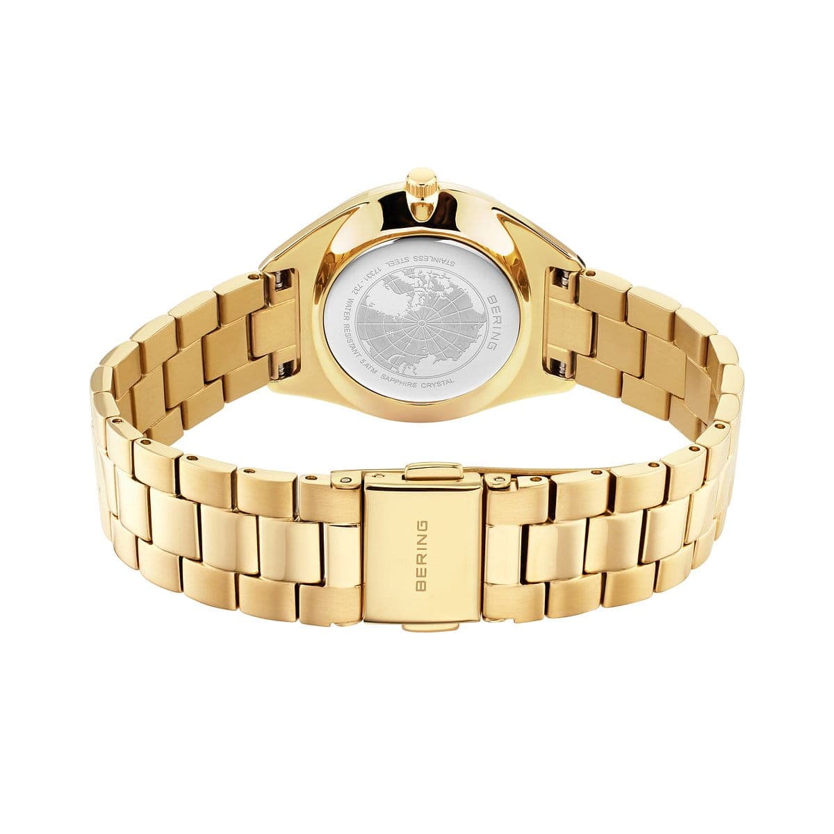 BERING Solar Polished Gold 31mm Deep Blue Mother of Pearl Dial Women's Watch 17331-732