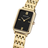 BERING Rectangular Roman Numeral Link Watch Black Gold 23mm Black Dial Women's Watch 17423-732