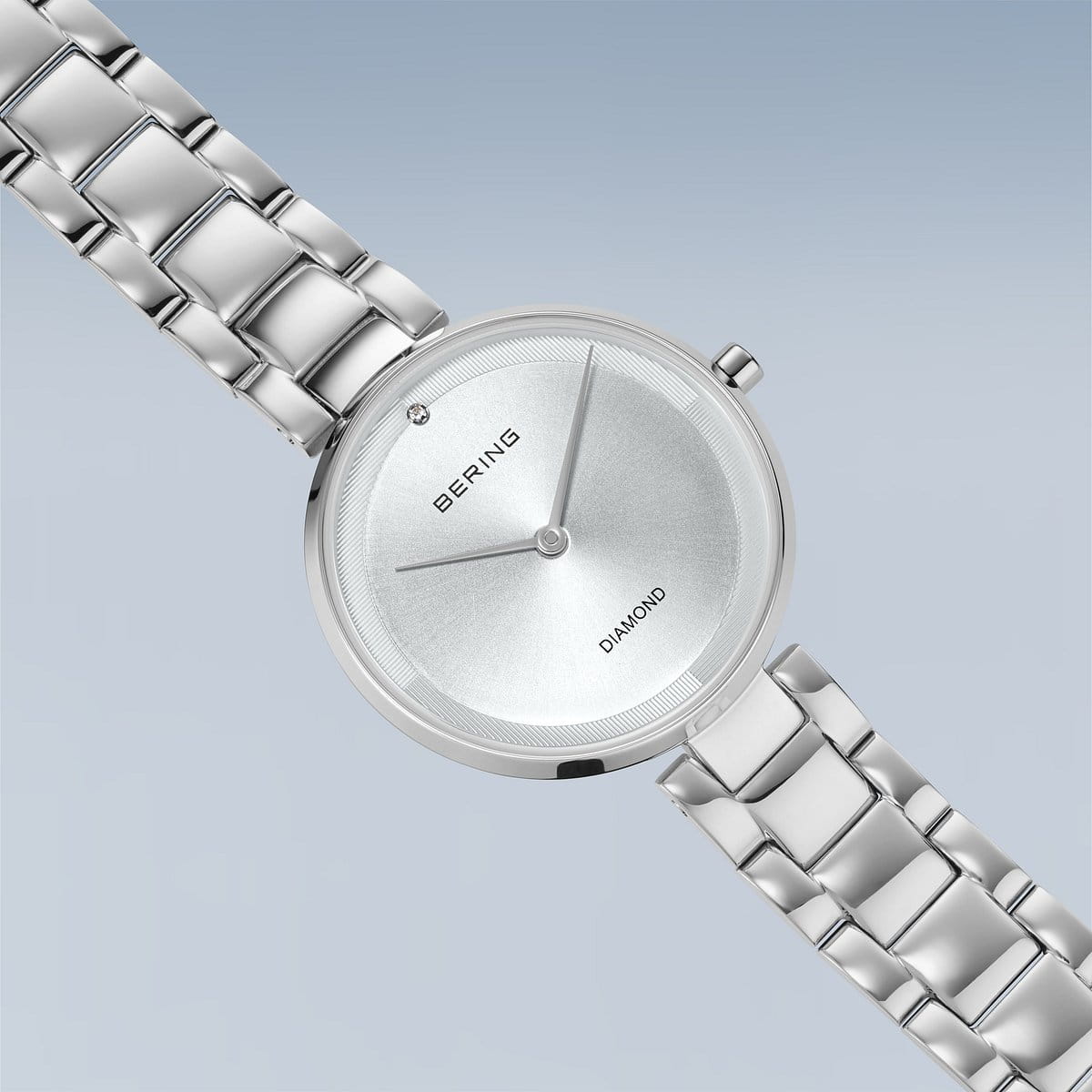 BERING Classic Polished Silver 30mm Grey Diamond Dial Women's Watch 17529-700