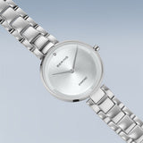BERING Classic Polished Silver 30mm Grey Diamond Dial Women's Watch 17529-700