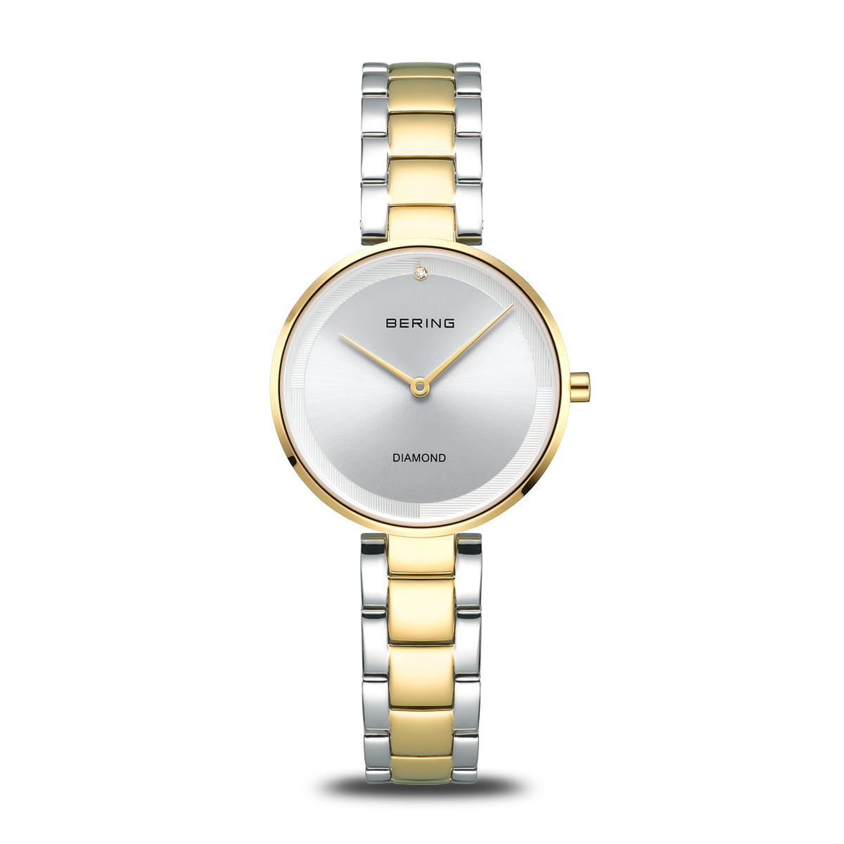 BERING Classic Polished Gold 30mm Silver Diamond Dial Women's Watch 17529-710