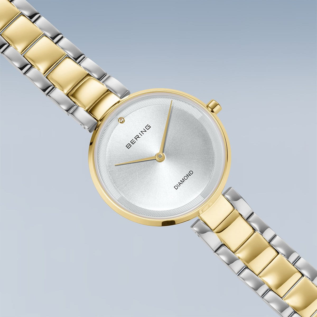 BERING Classic Polished Gold 30mm Silver Diamond Dial Women's Watch 17529-710