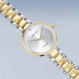 BERING Classic Polished Gold 30mm Silver Diamond Dial Women's Watch 17529-710