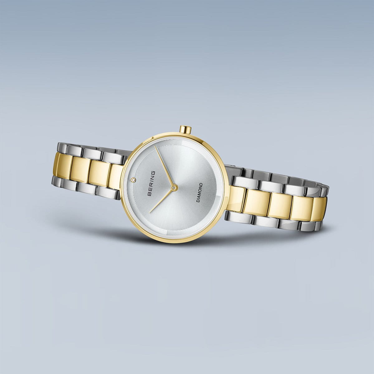 BERING Classic Polished Gold 30mm Silver Diamond Dial Women's Watch 17529-710