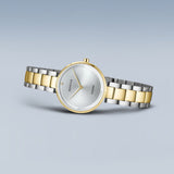 BERING Classic Polished Gold 30mm Silver Diamond Dial Women's Watch 17529-710