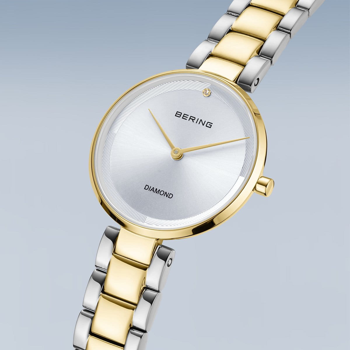 BERING Classic Polished Gold 30mm Silver Diamond Dial Women's Watch 17529-710