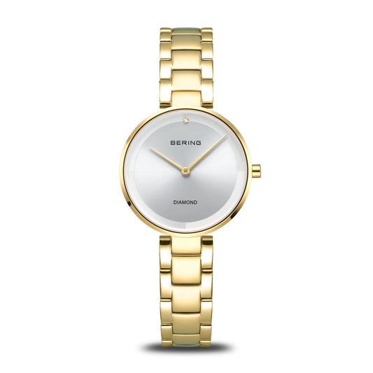 BERING Classic Polished Gold 30mm Silver Sunray Dial Women's Watch 17529-730