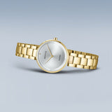 BERING Classic Polished Gold 30mm Silver Sunray Dial Women's Watch 17529-730