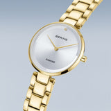BERING Classic Polished Gold 30mm Silver Sunray Dial Women's Watch 17529-730