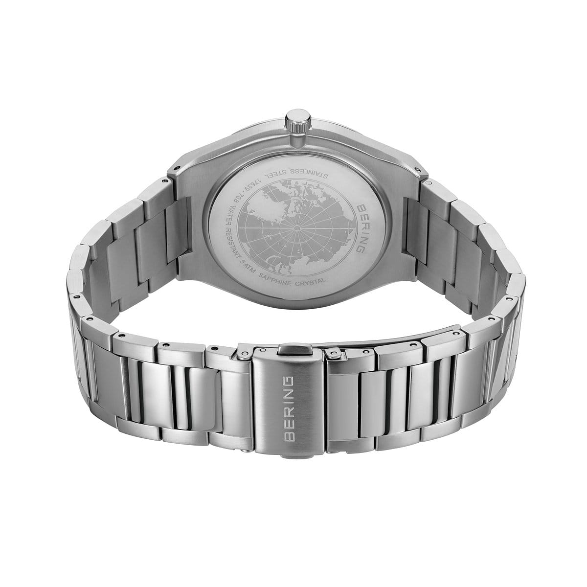 BERING Classic Polished Silver 40mm Green Sunray Dial Men's Watch 17639-708