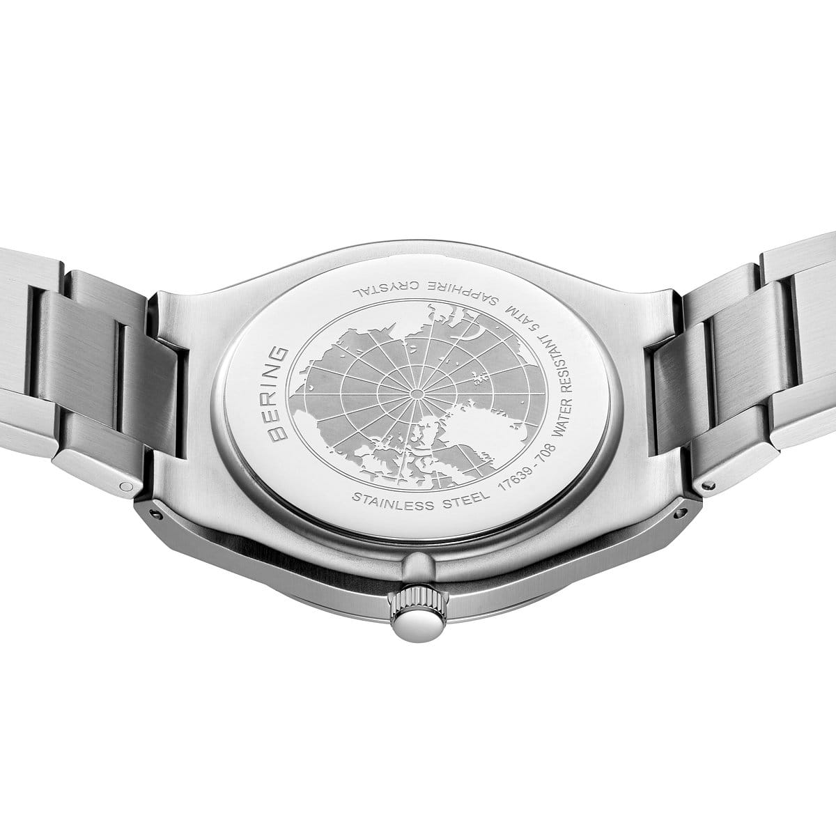 BERING Classic Polished Silver 40mm Green Sunray Dial Men's Watch 17639-708