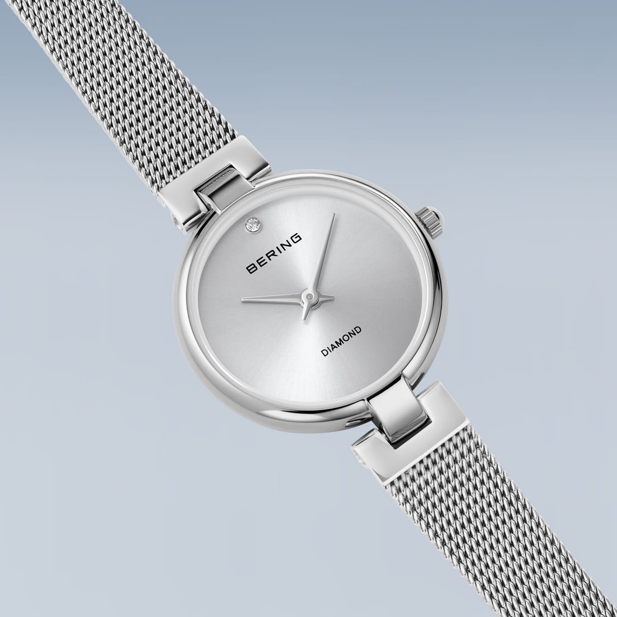 BERING Classic Polished Silver 24mm Silver Diamond Dial Women's Watch 17724-000