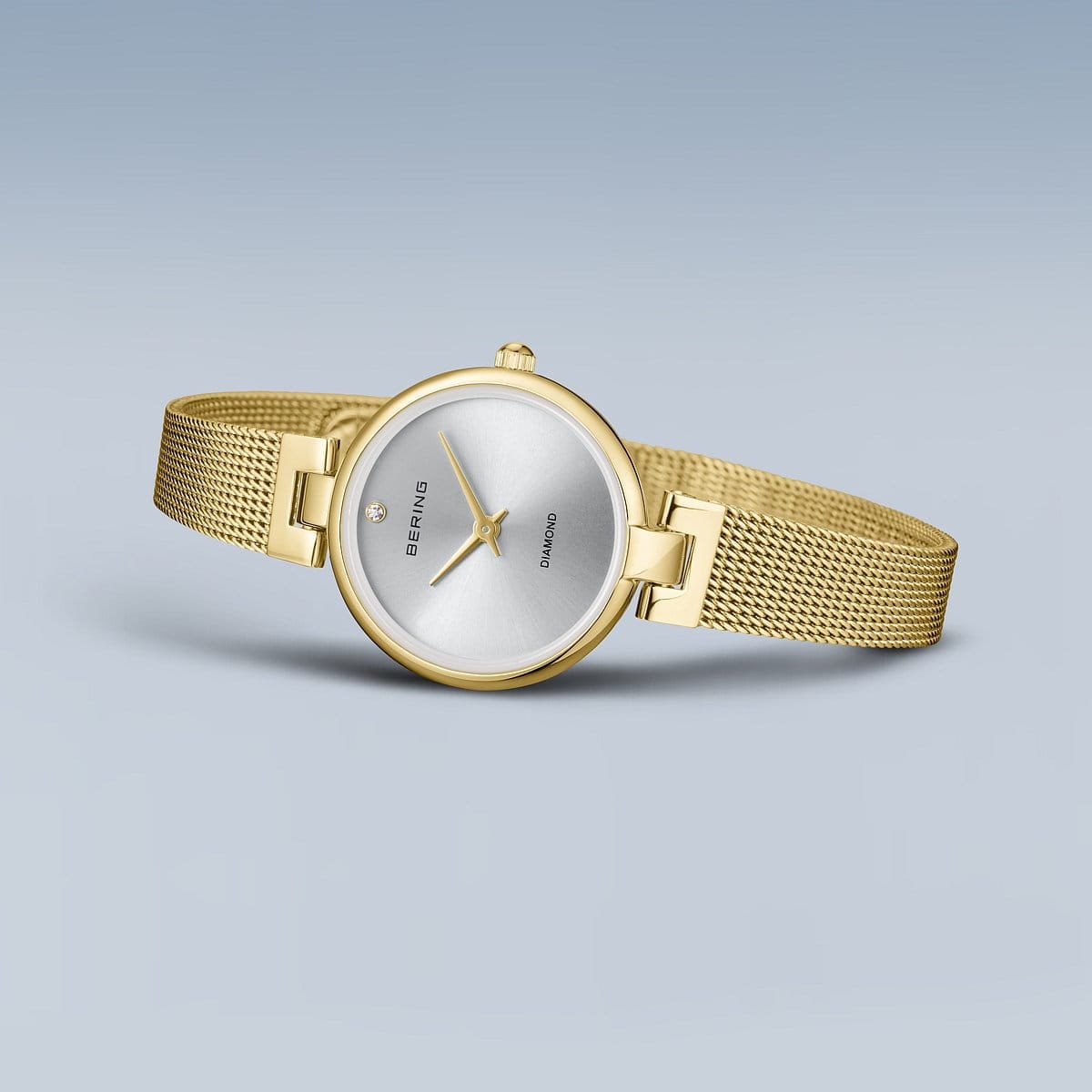 BERING Classic Polished Gold 24mm Silver Diamond Dial Women's Watch 17724-330