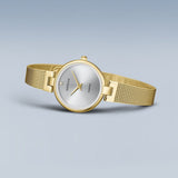 BERING Classic Polished Gold 24mm Silver Diamond Dial Women's Watch 17724-330