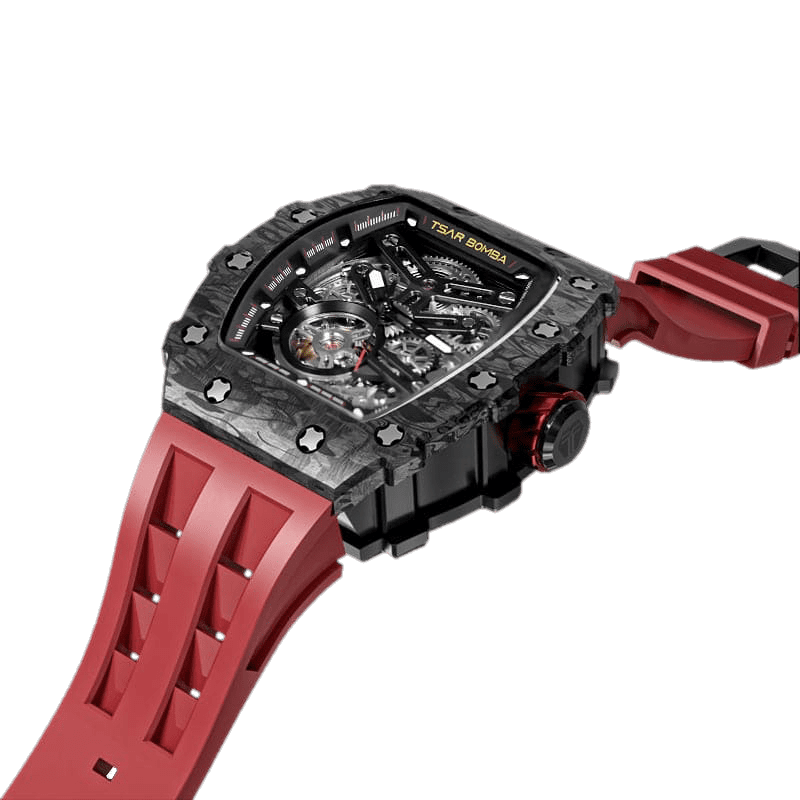 Tsar Bomba Elemental Carbon 43mm Black Skeleton Dial Men's Watch TB8208CF-39