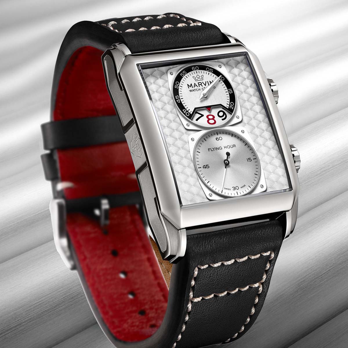 Marvin Malton Rectangular 50mm Rhodium Silver Dial Men's Watch M024.14.21.64