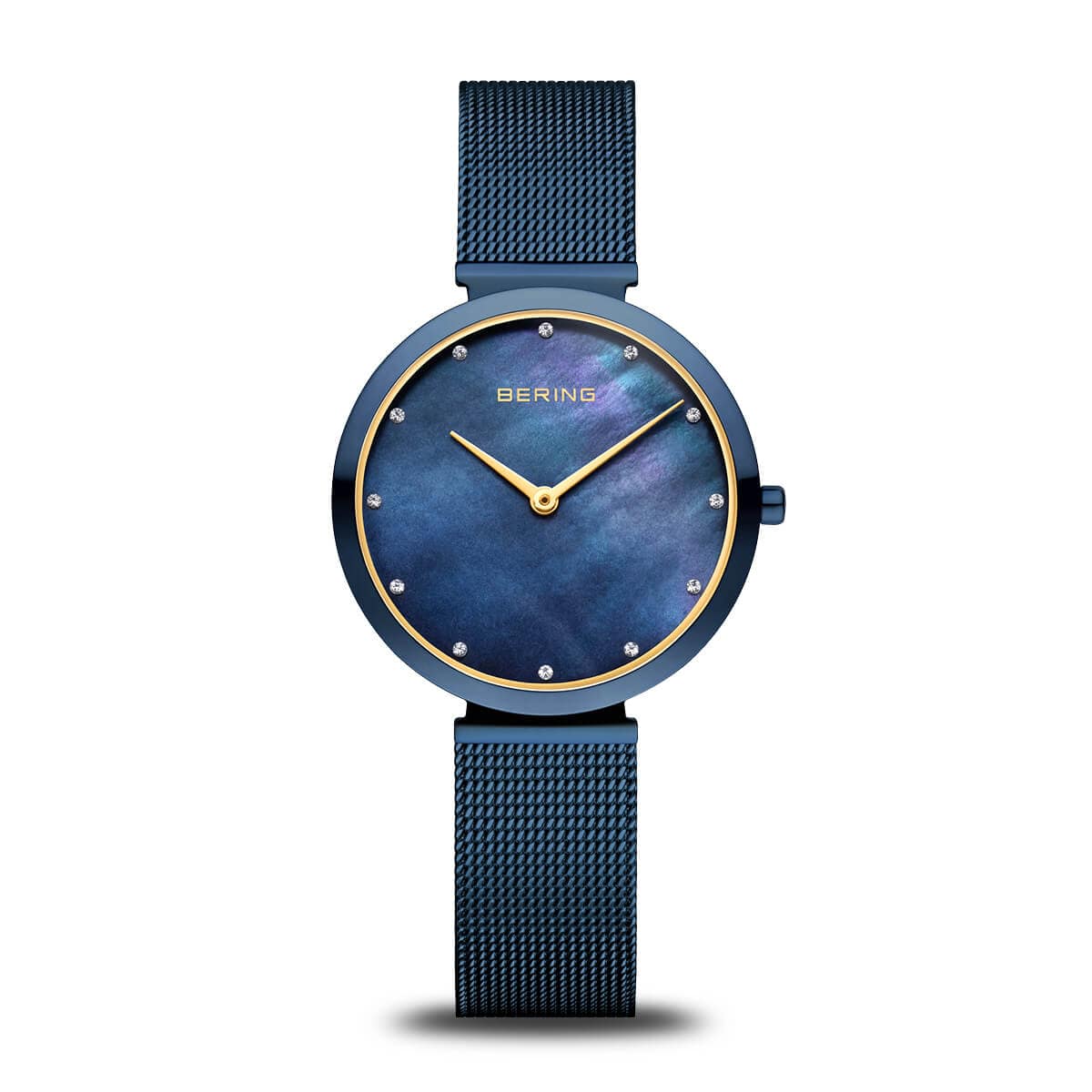 BERING Classic Polished Blue 32mm Blue Mother of Pearl Dial Women's Watch 18132-399