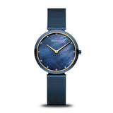 BERING Classic Polished Blue 32mm Blue Mother of Pearl Dial Women's Watch 18132-399