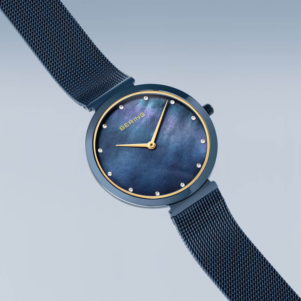 BERING Classic Polished Blue 32mm Blue Mother of Pearl Dial Women's Watch 18132-399