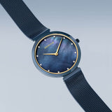 BERING Classic Polished Blue 32mm Blue Mother of Pearl Dial Women's Watch 18132-399