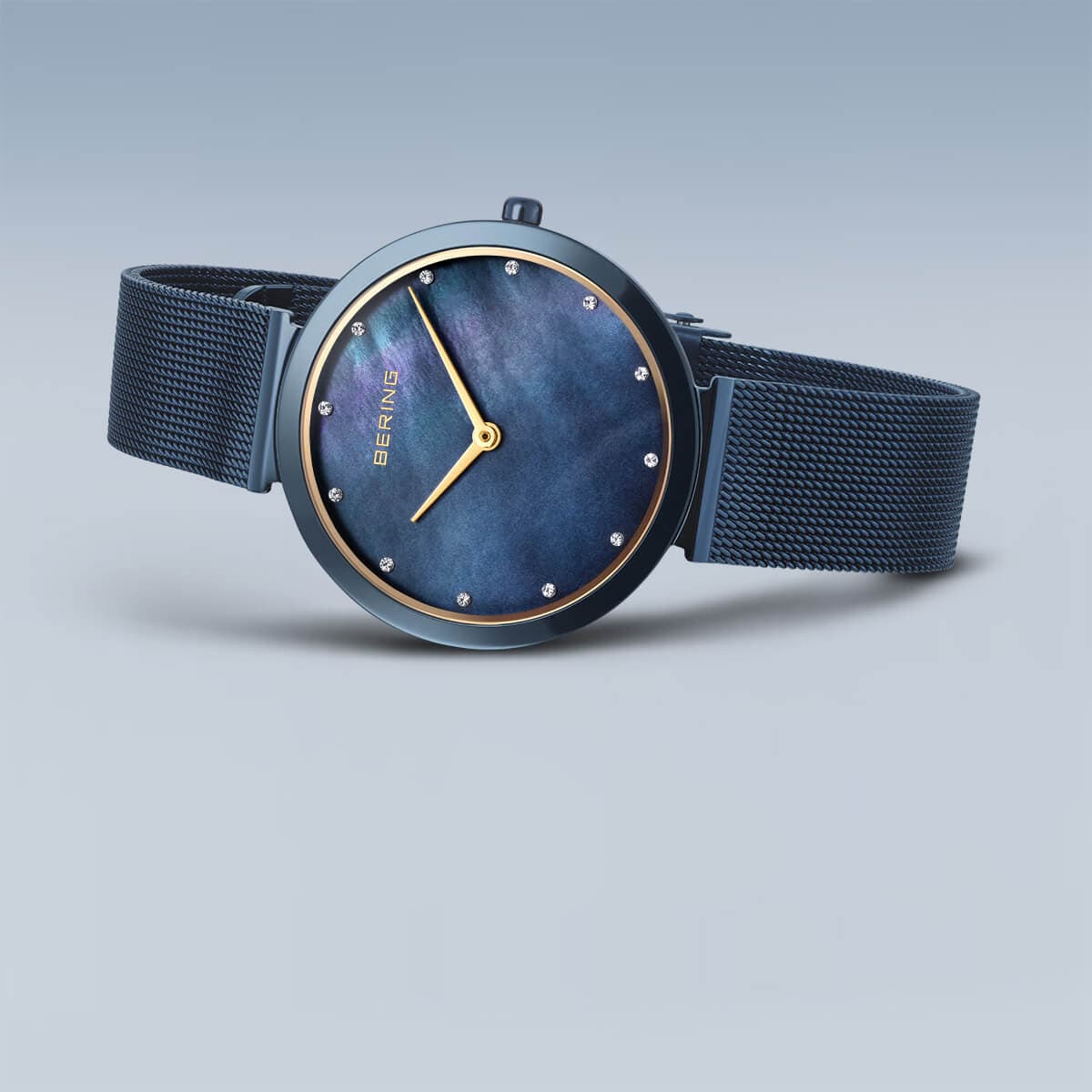 BERING Classic Polished Blue 32mm Blue Mother of Pearl Dial Women's Watch 18132-399