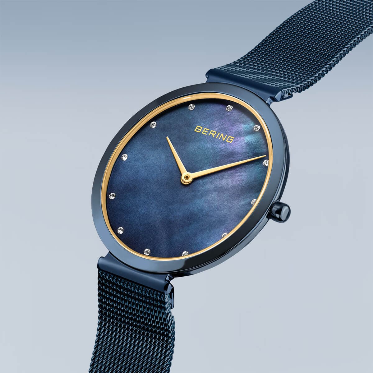 BERING Classic Polished Blue 32mm Blue Mother of Pearl Dial Women's Watch 18132-399