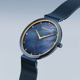BERING Classic Polished Blue 32mm Blue Mother of Pearl Dial Women's Watch 18132-399