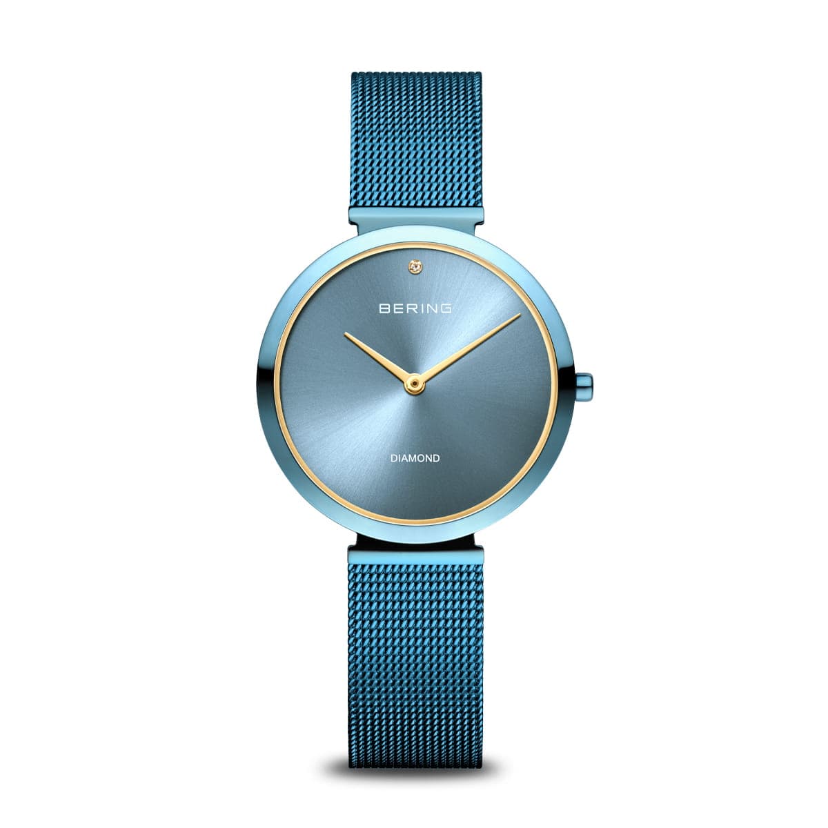 BERING Charity Polished Blue 32mm Blue Sunray/Diamond Dial Women's Watch 18132-Charity1