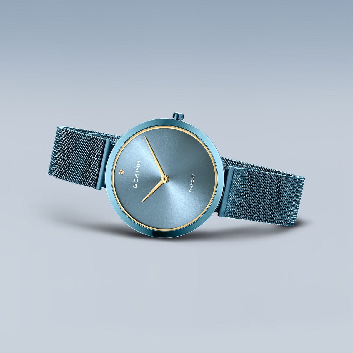 BERING Charity Polished Blue 32mm Blue Sunray/Diamond Dial Women's Watch 18132-Charity1