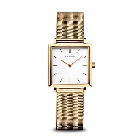 BERING Classic Polished Gold 26mm White Dial Women's Watch 18226-334
