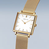BERING Classic Polished Gold 26mm White Dial Women's Watch 18226-334