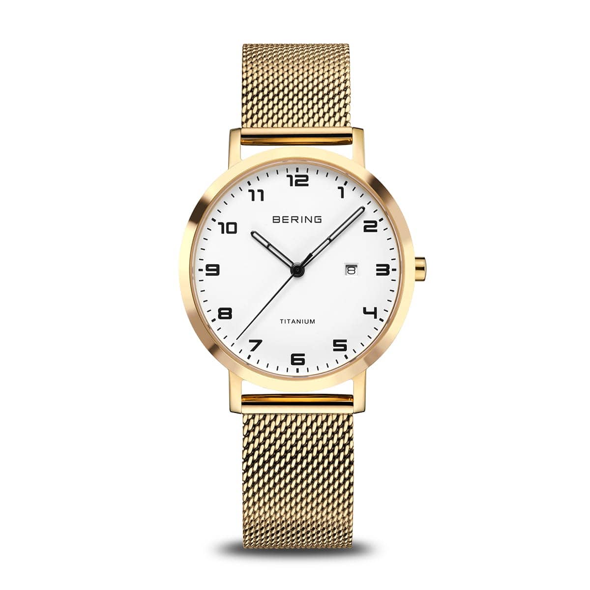 BERING Titanium Polished/Brushed Gold 34mm White Dial Women's Watch 18634-334