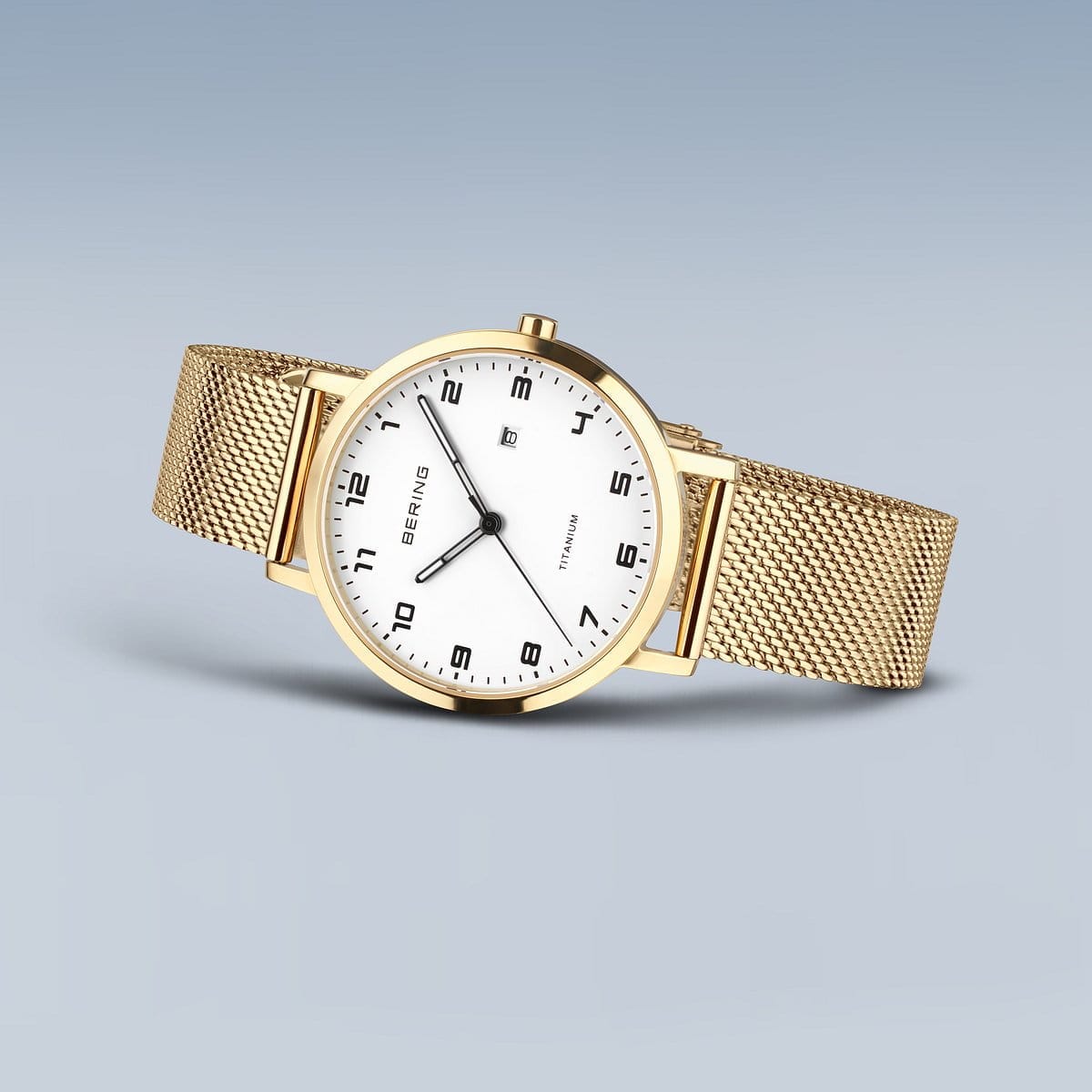 BERING Titanium Polished/Brushed Gold 34mm White Dial Women's Watch 18634-334