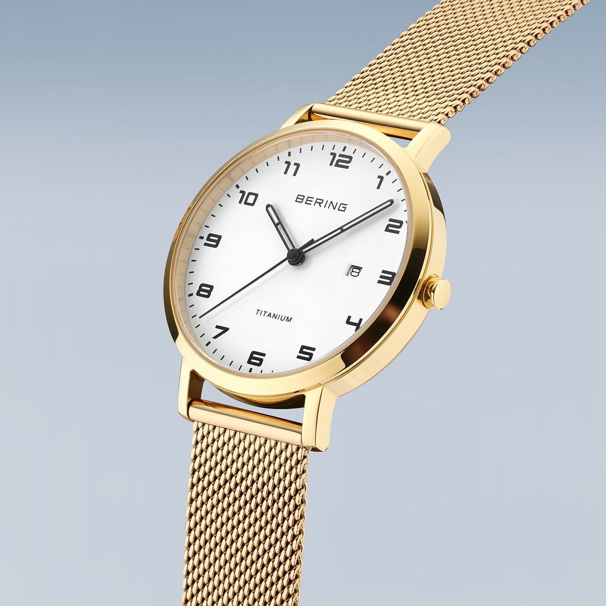 BERING Titanium Polished/Brushed Gold 34mm White Dial Women's Watch 18634-334