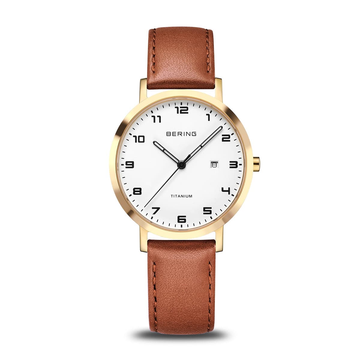 BERING Titanium Polished/Brushed Gold 34mm White Dial Women's Watch 18634-534