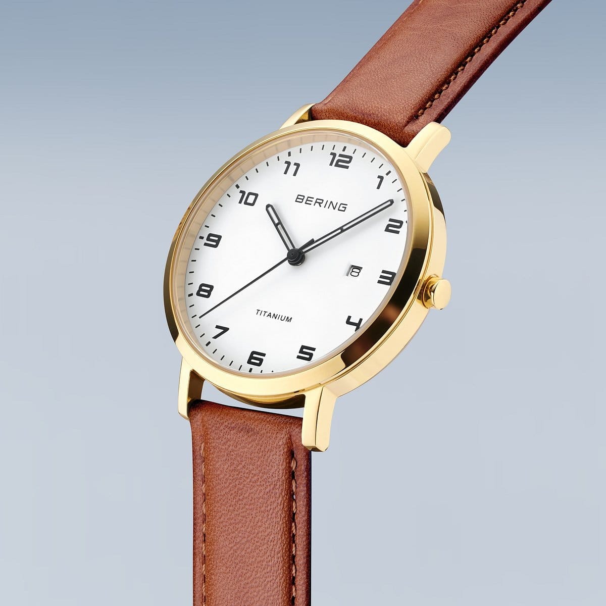 BERING Titanium Polished/Brushed Gold 34mm White Dial Women's Watch 18634-534
