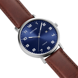 BERING Maxi Titanium Date Numerical Watch Blue Brown 40mm Blue Dial Men's Watch 18640-505