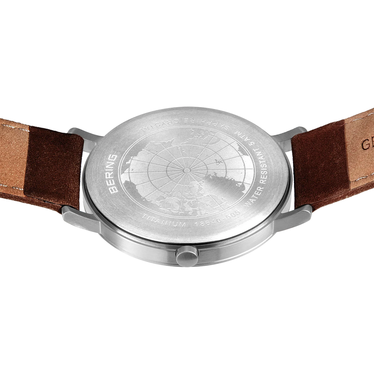 BERING Maxi Titanium Date Numerical Watch Blue Brown 40mm Blue Dial Men's Watch 18640-505