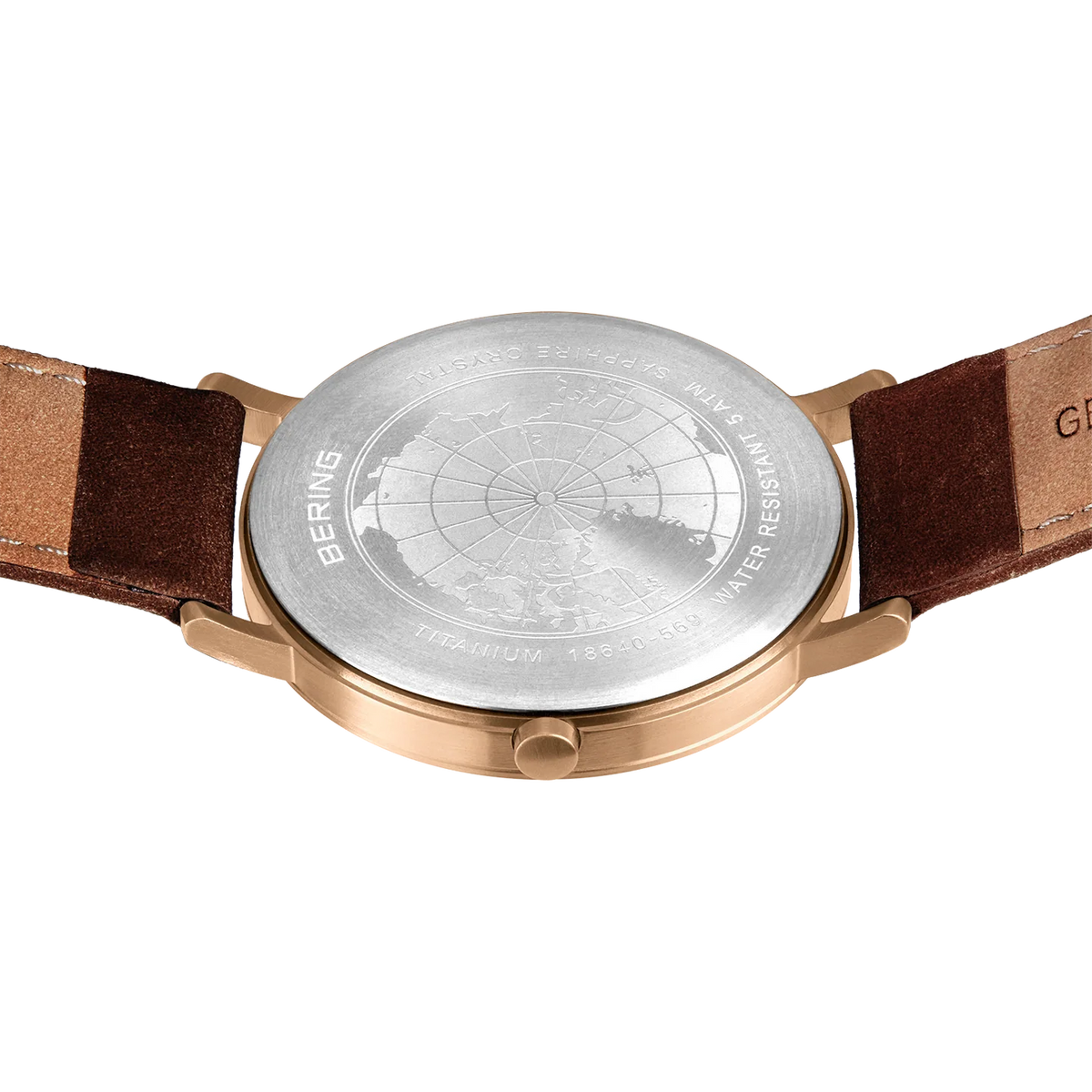 BERING Maxi Titanium Date Numerical Watch Blue Rose Gold 40mm Blue Dial Men's Watch 18640-569