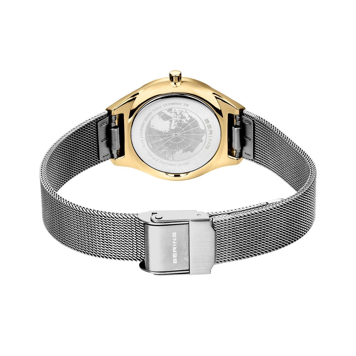 BERING Ultra Slim Polished/Brushed Gold 29mm Silver Sunray Dial Women's Watch 18729-010